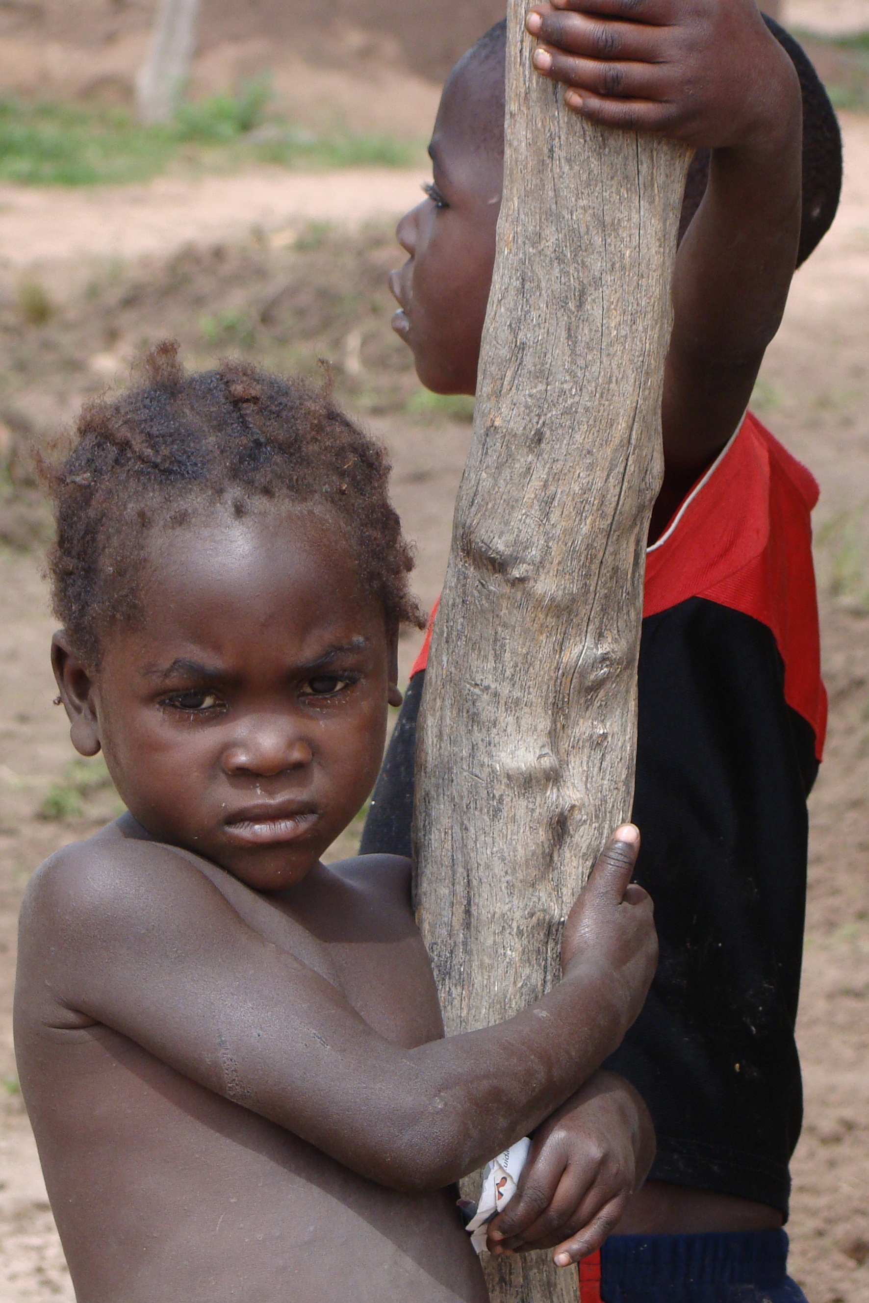 Black child near a tree free image download