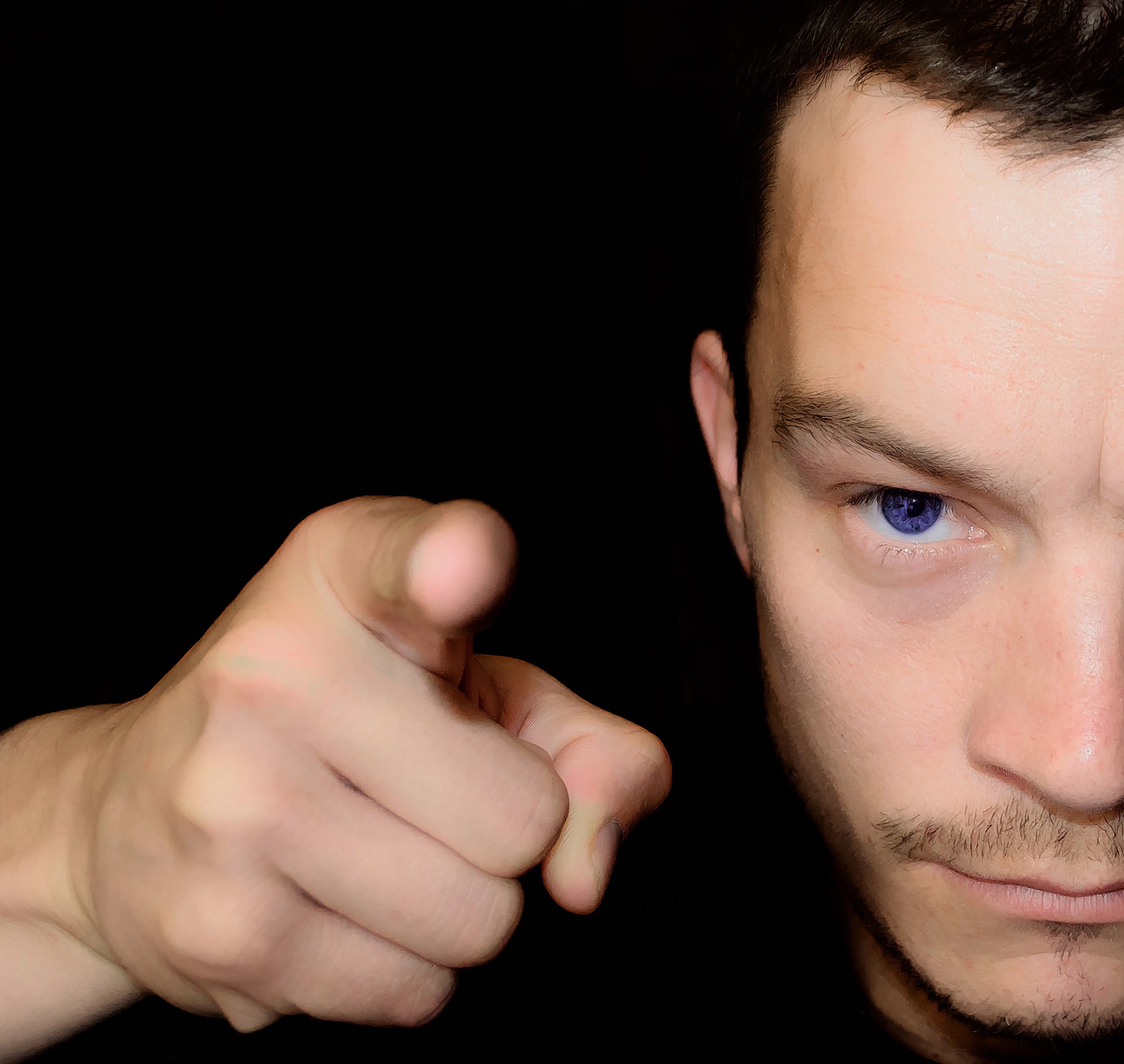Resolute man pointing straight, portrait free image download