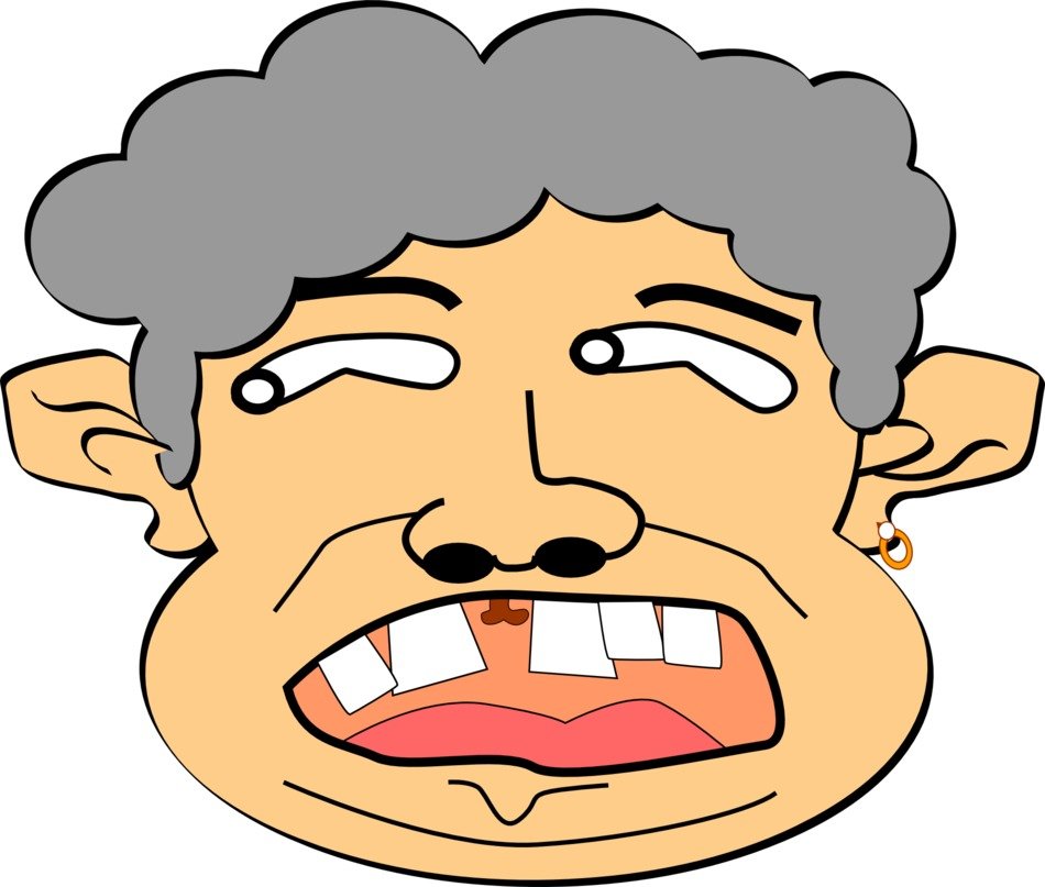 Spaced teeth cartoon man face free image download