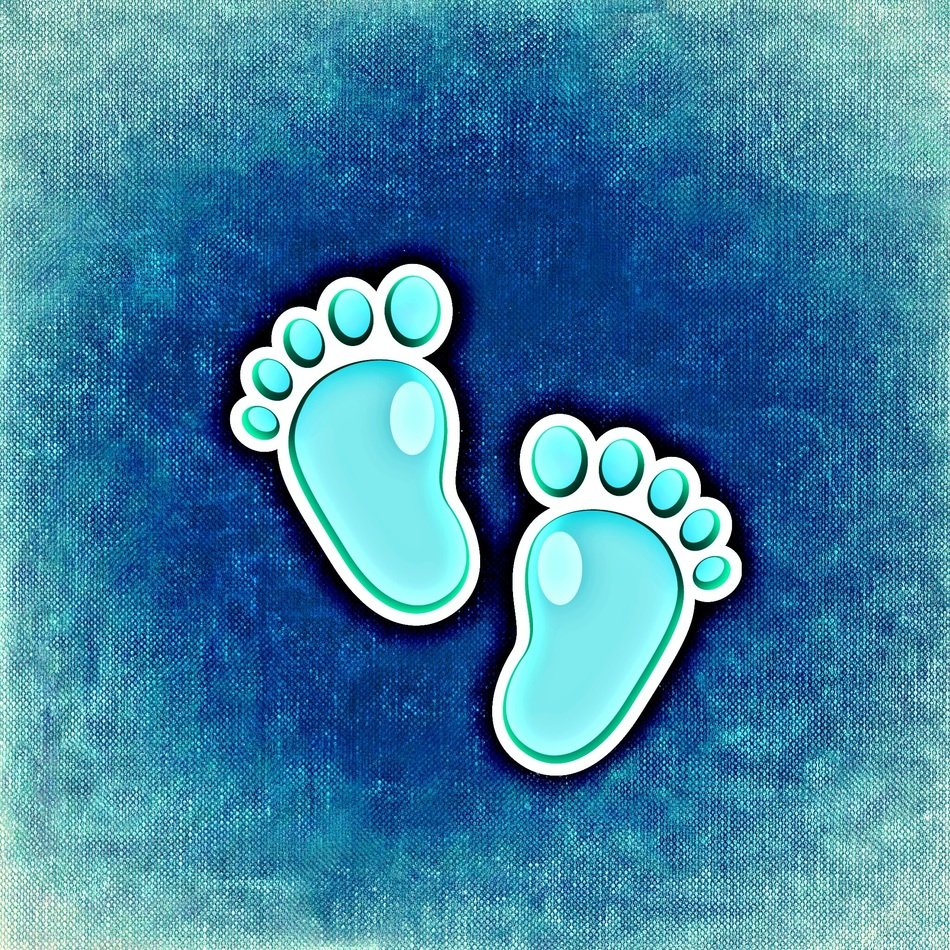 Wallpaper with blue baby footprints free image download