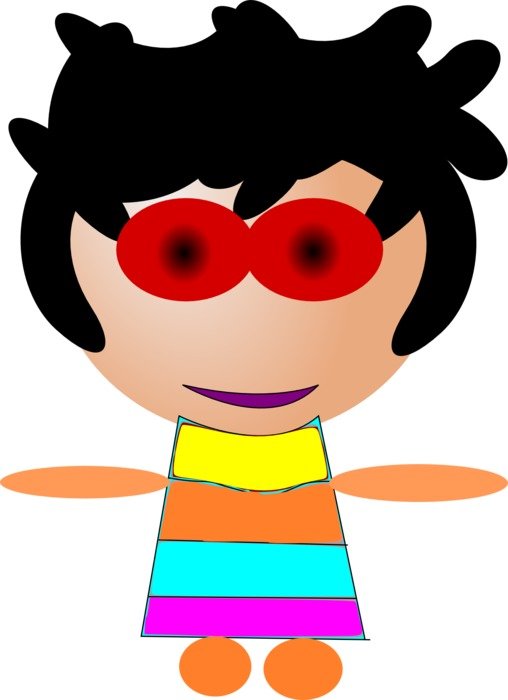 Cartoon girl in red glasses free image download