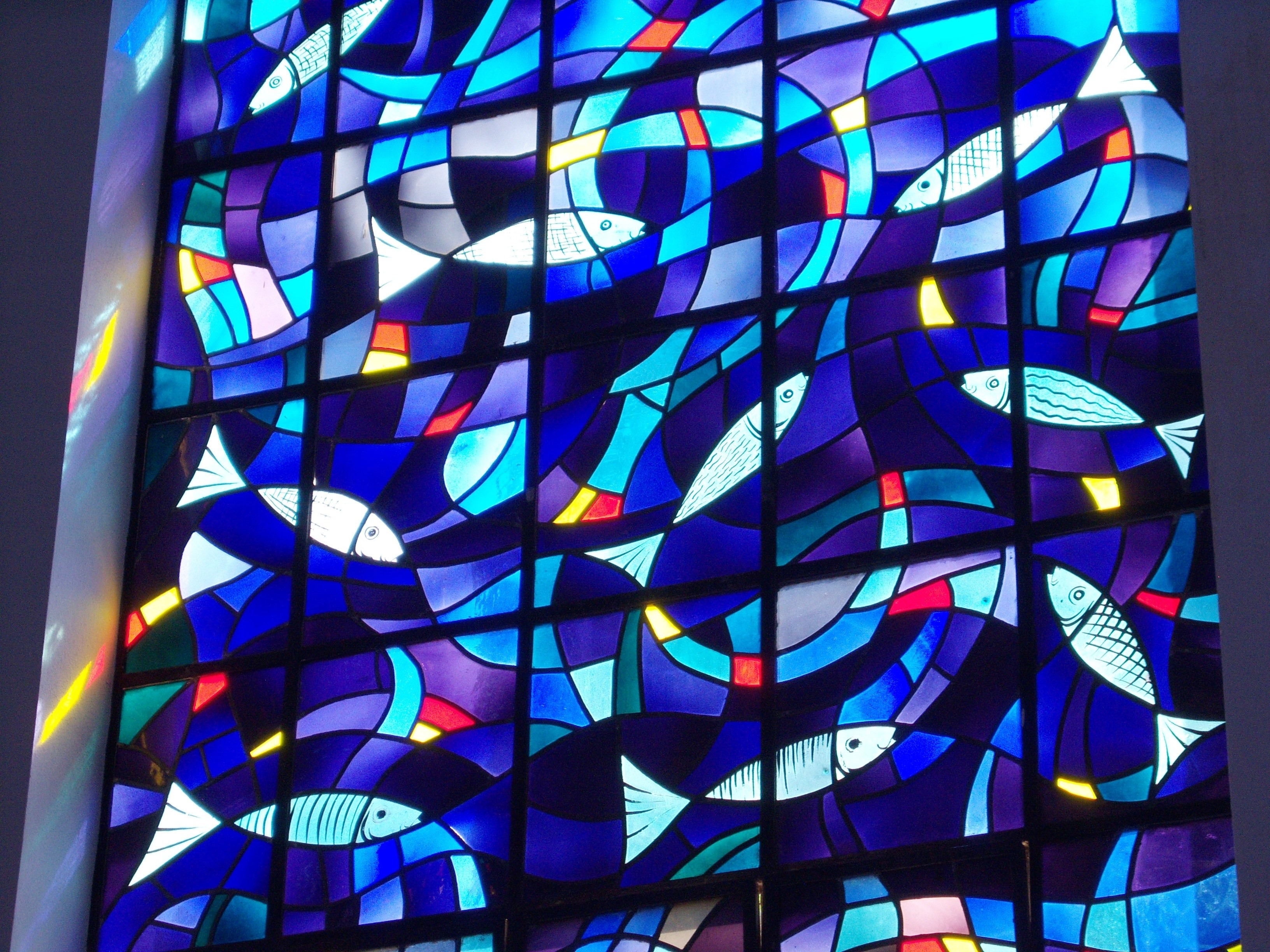 Blue stained glass window free image download