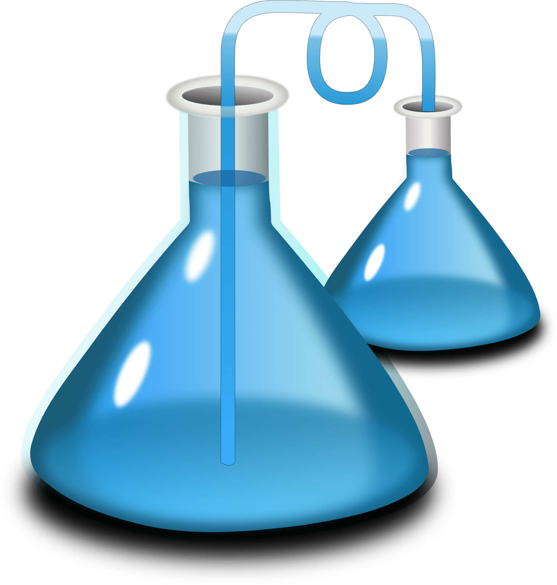 Chemistry laboratory glassware with blue liquid free image download