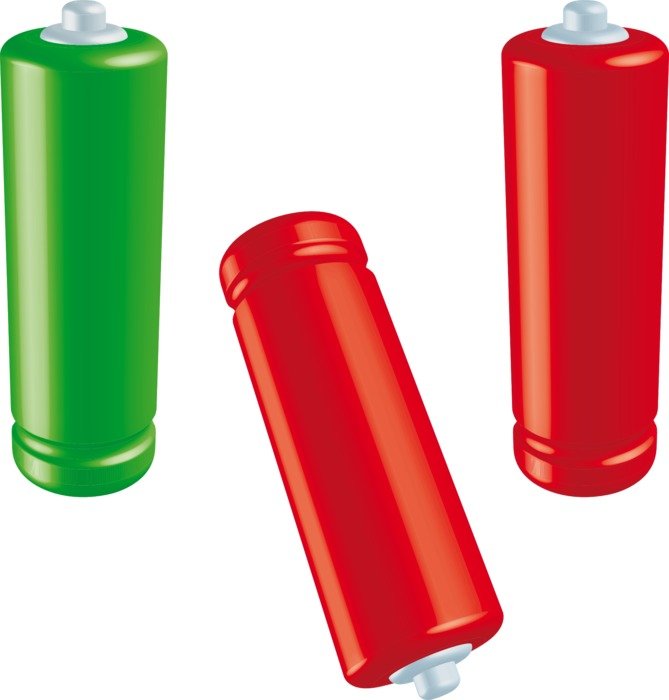Drawn two red batteries and one green free image download