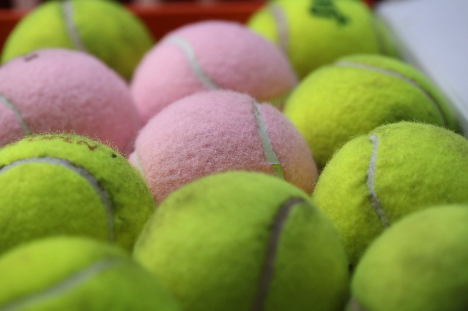 Pink and green tennis balls free image download