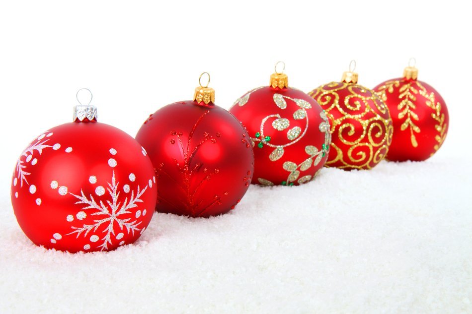 Five red Christmas balls free image download