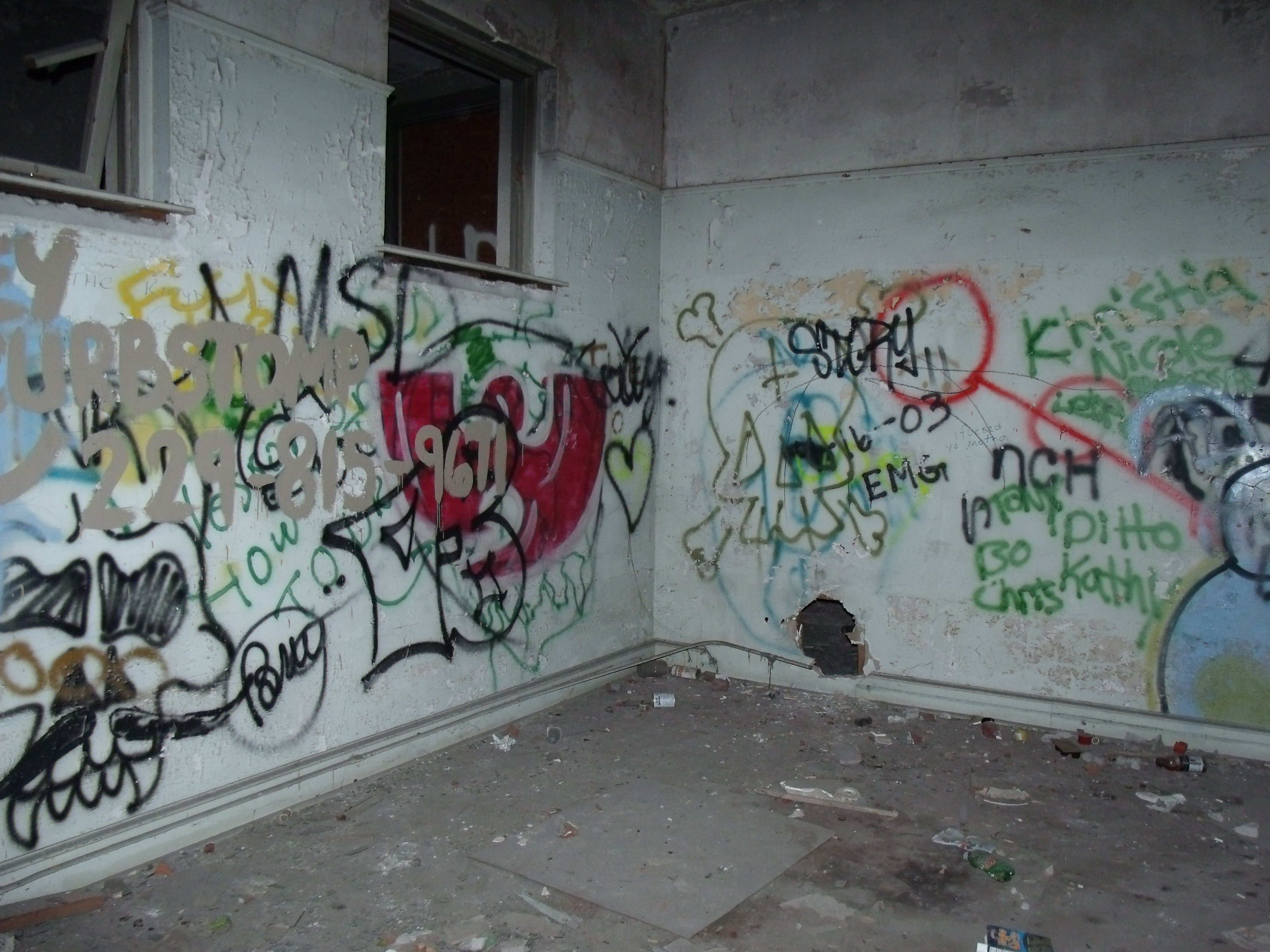 Different graffiti on the walls of the abandoned building, florida free