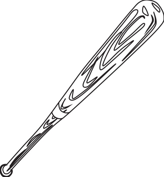 Black Crossed Baseball Bat drawing free image download