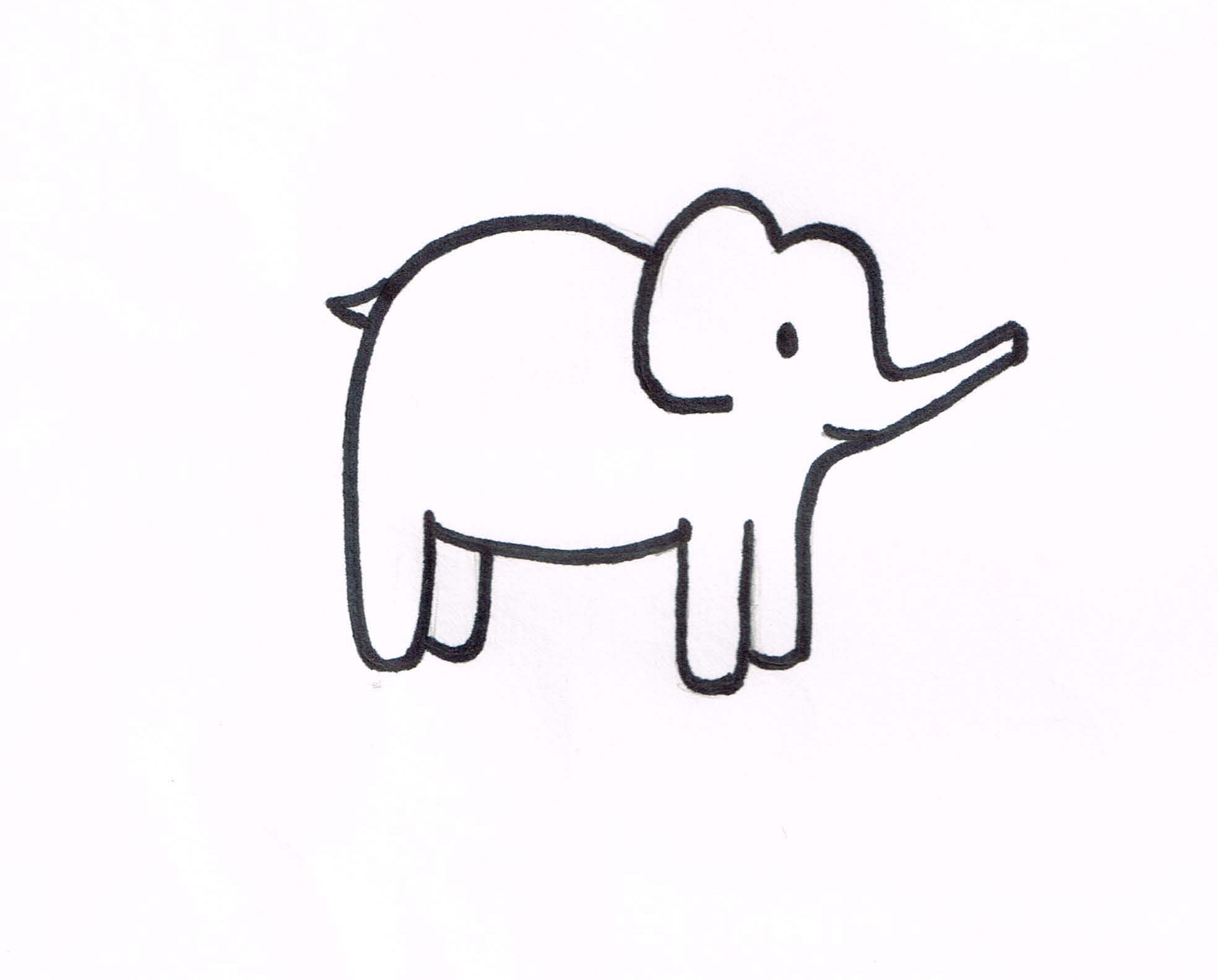 Black and white drawing of the elephant free image download