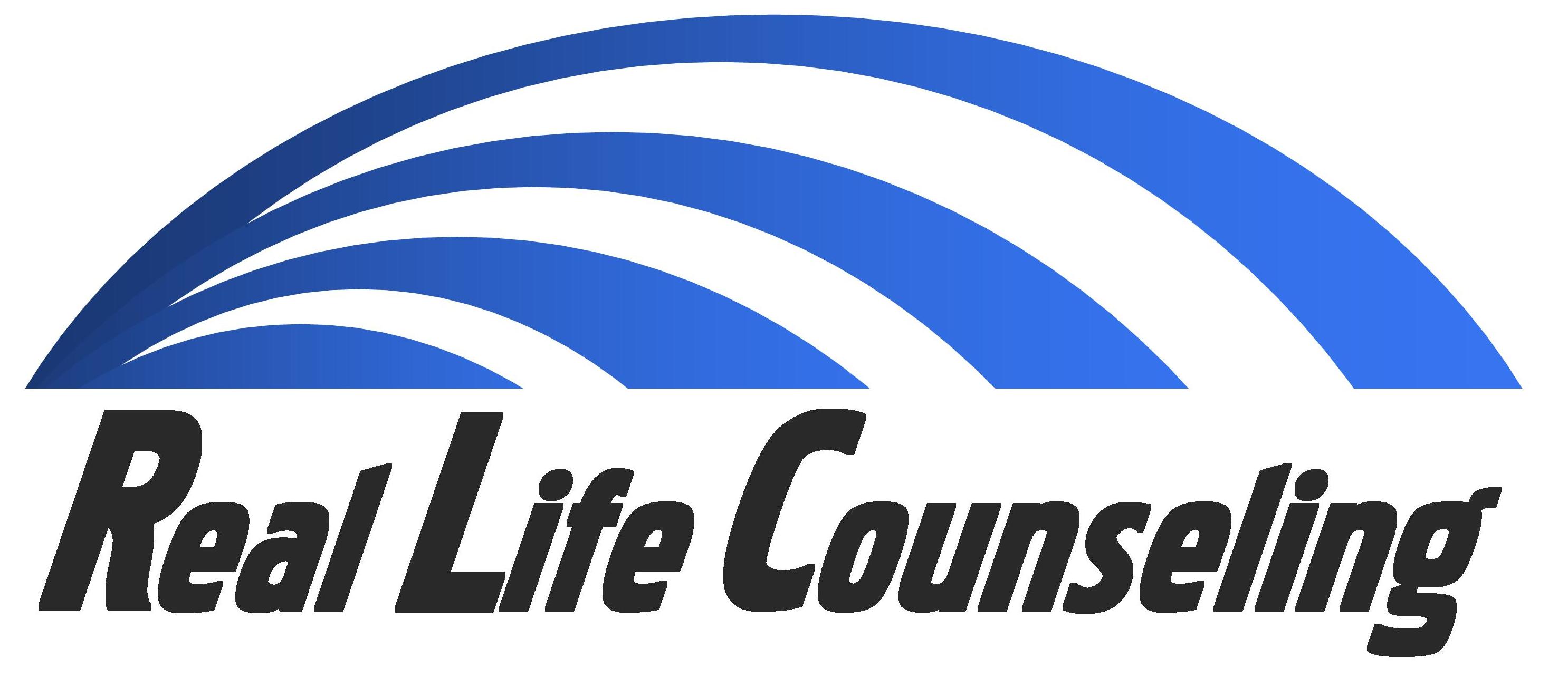 Black inscription "real life counseling" for clipart free image download