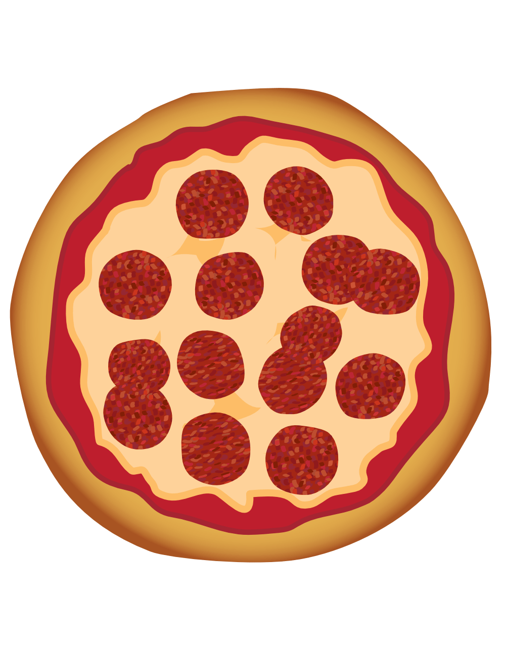 Pepperoni Pizza, top view, drawing free image download