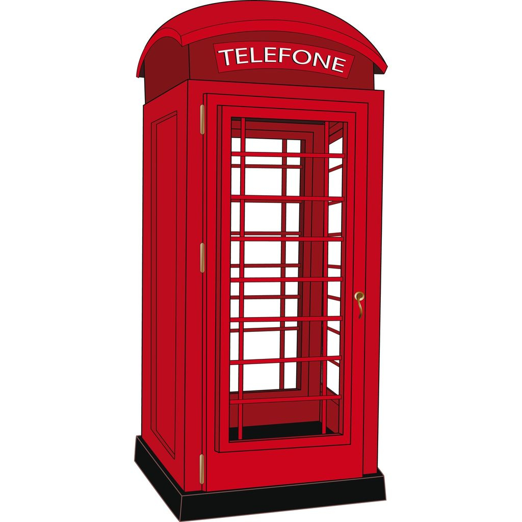 Painted red telephone box on a white background free image download