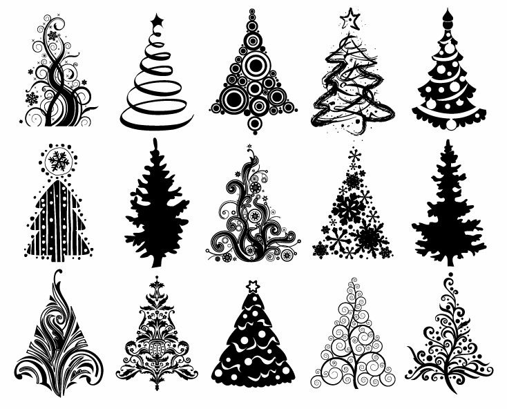 Name Set Of Christmas Trees Vector Graphic free image download