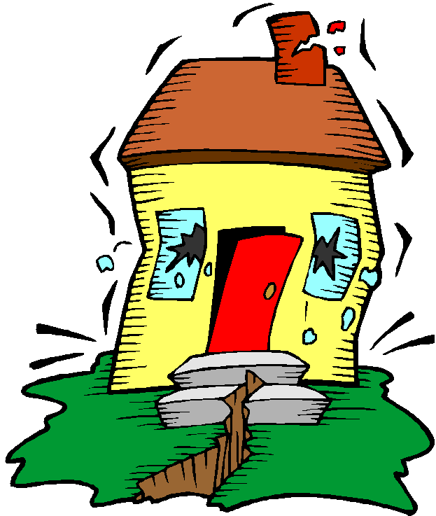 House after earthquake clipart free image download