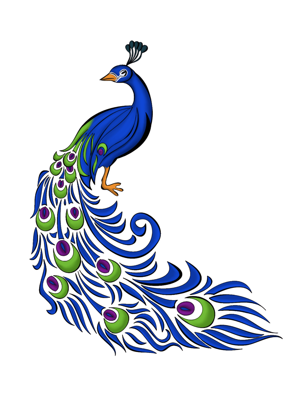 Painted profile of a beautiful blue peacock free image download