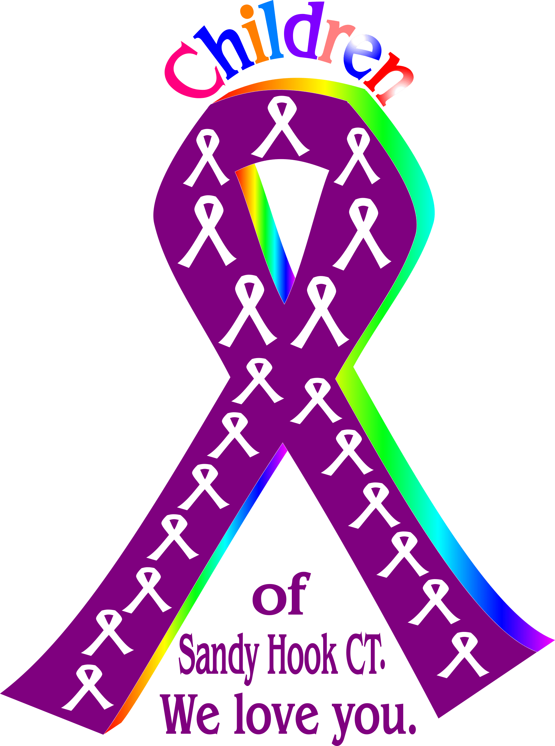 Children Of Sandy Hook, we love you, poster with clorful ribbons free