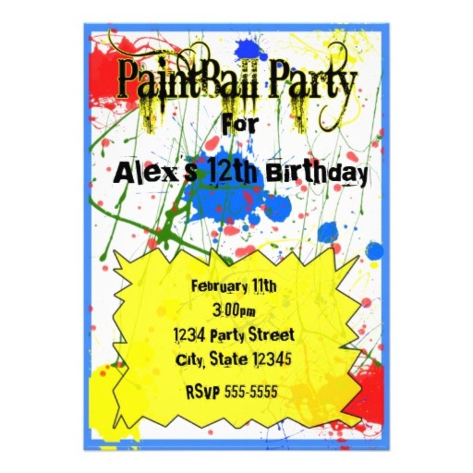 Paintball Birthday Party Invitation Templates free image download