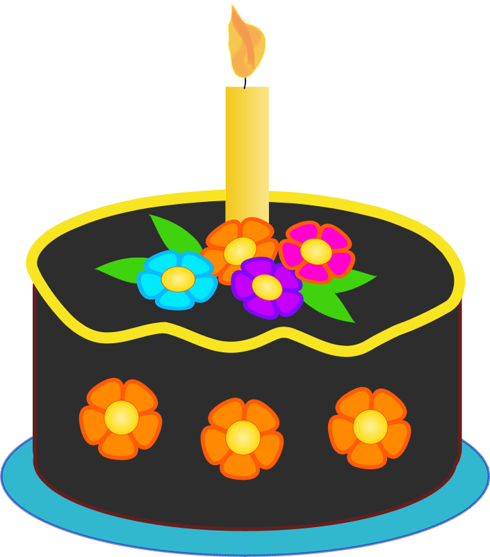 Black Birthday cake with candle free image download