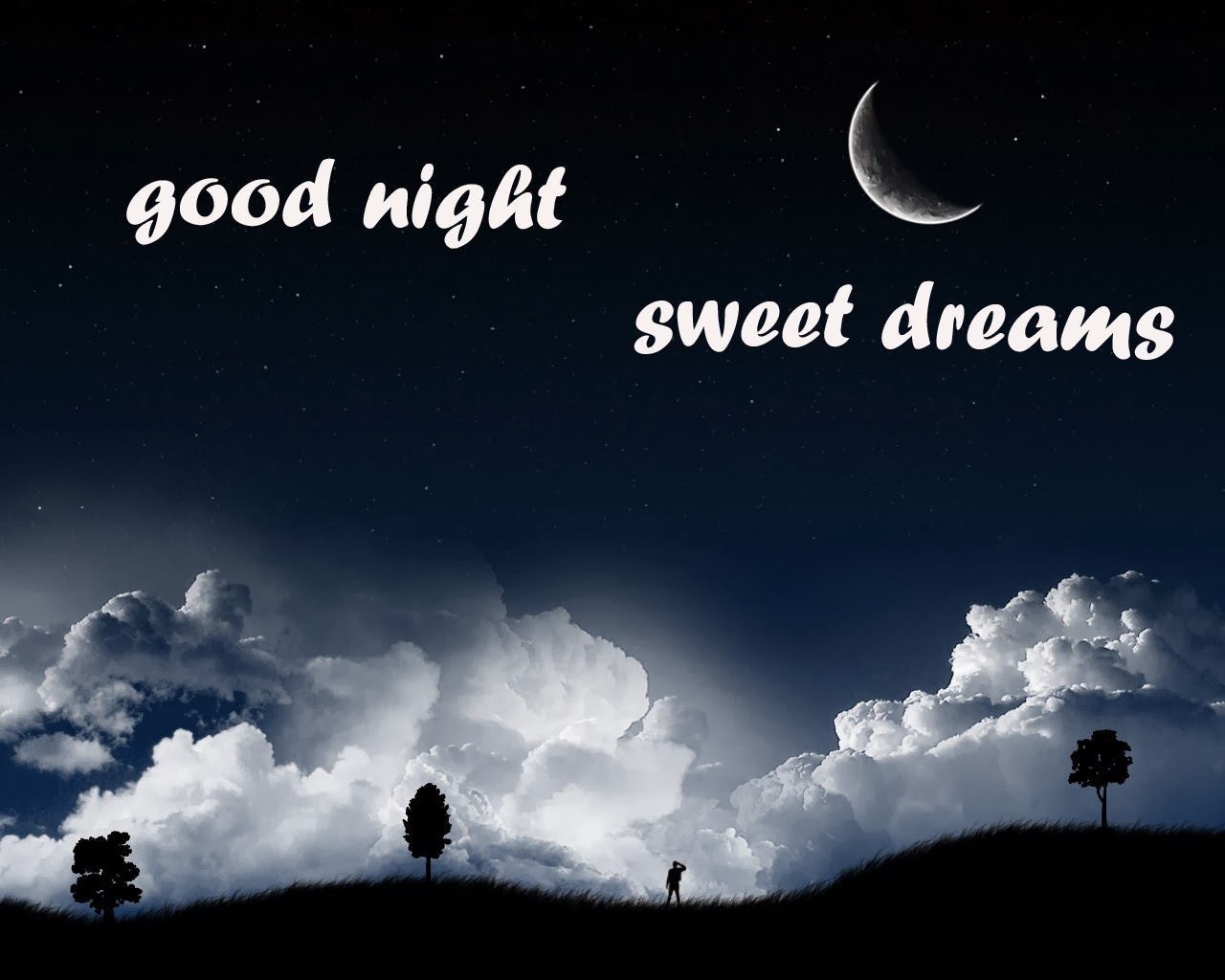 Inscription "good night sweet dreams" in the picture free image download