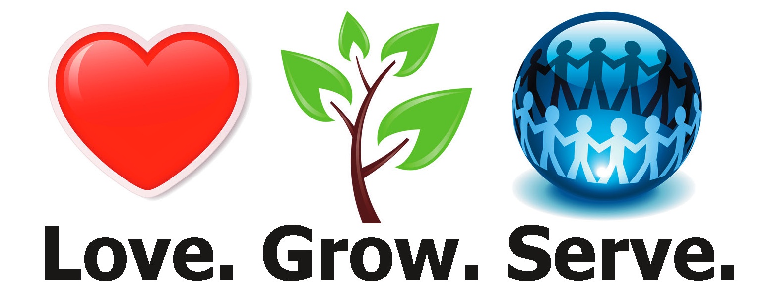 Clipart of love grow and serve text and heart and tree free image download