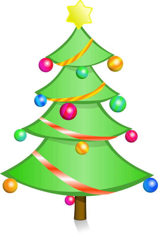 Beautiful Christmas green tree drawing free image download