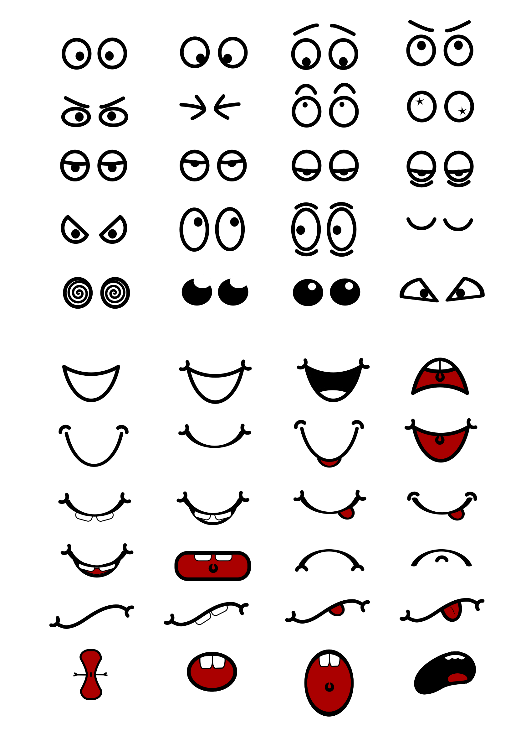 Cartoon Eyes Nose Mouth drawing free image download