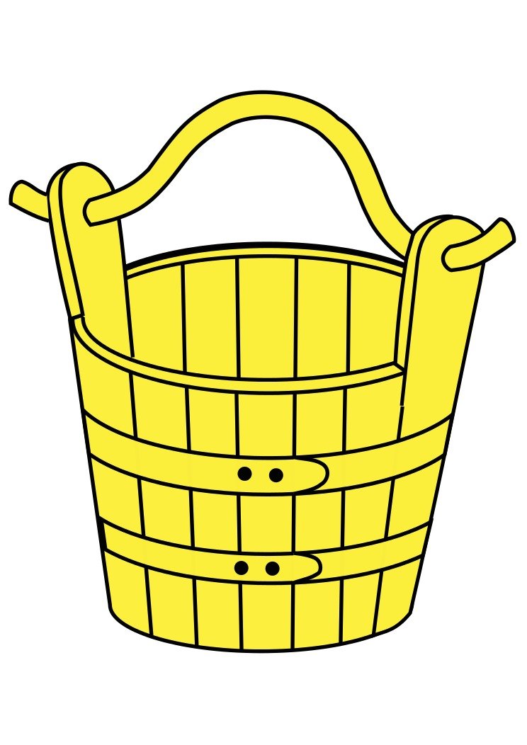 Vintage wooden Water Pail, drawing free image download