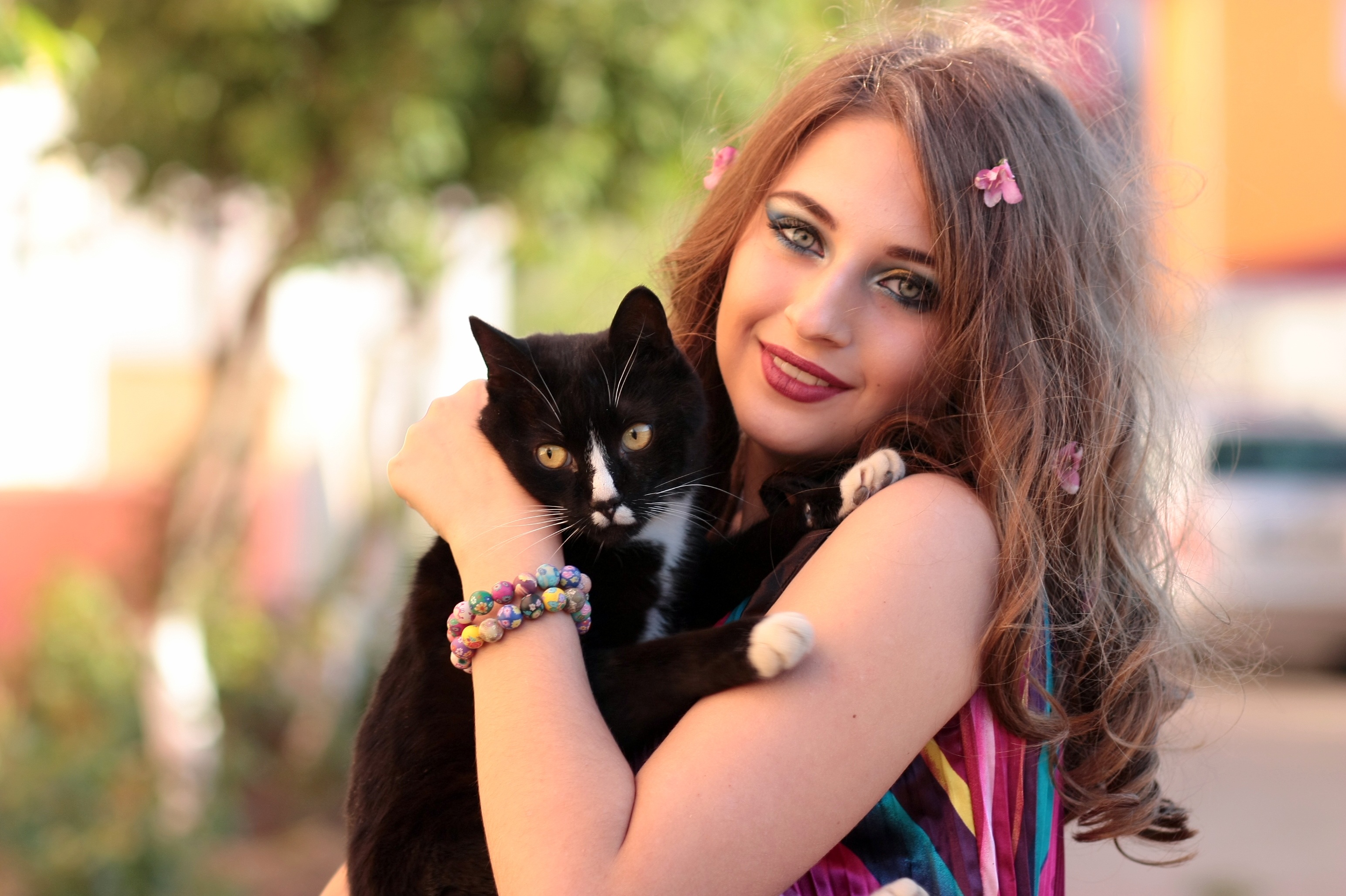Girl with the cat free image download
