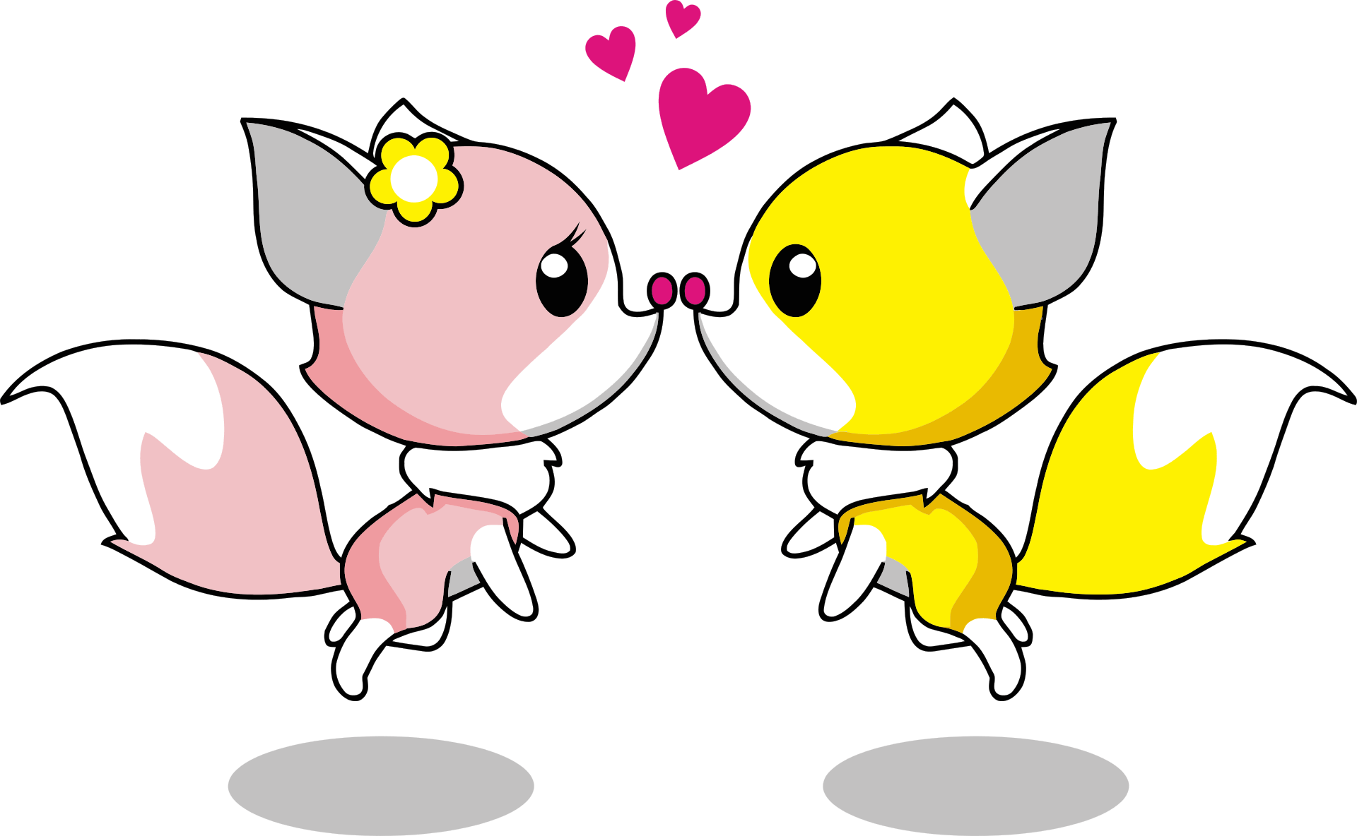Pair of cartoon foxes in love free image download