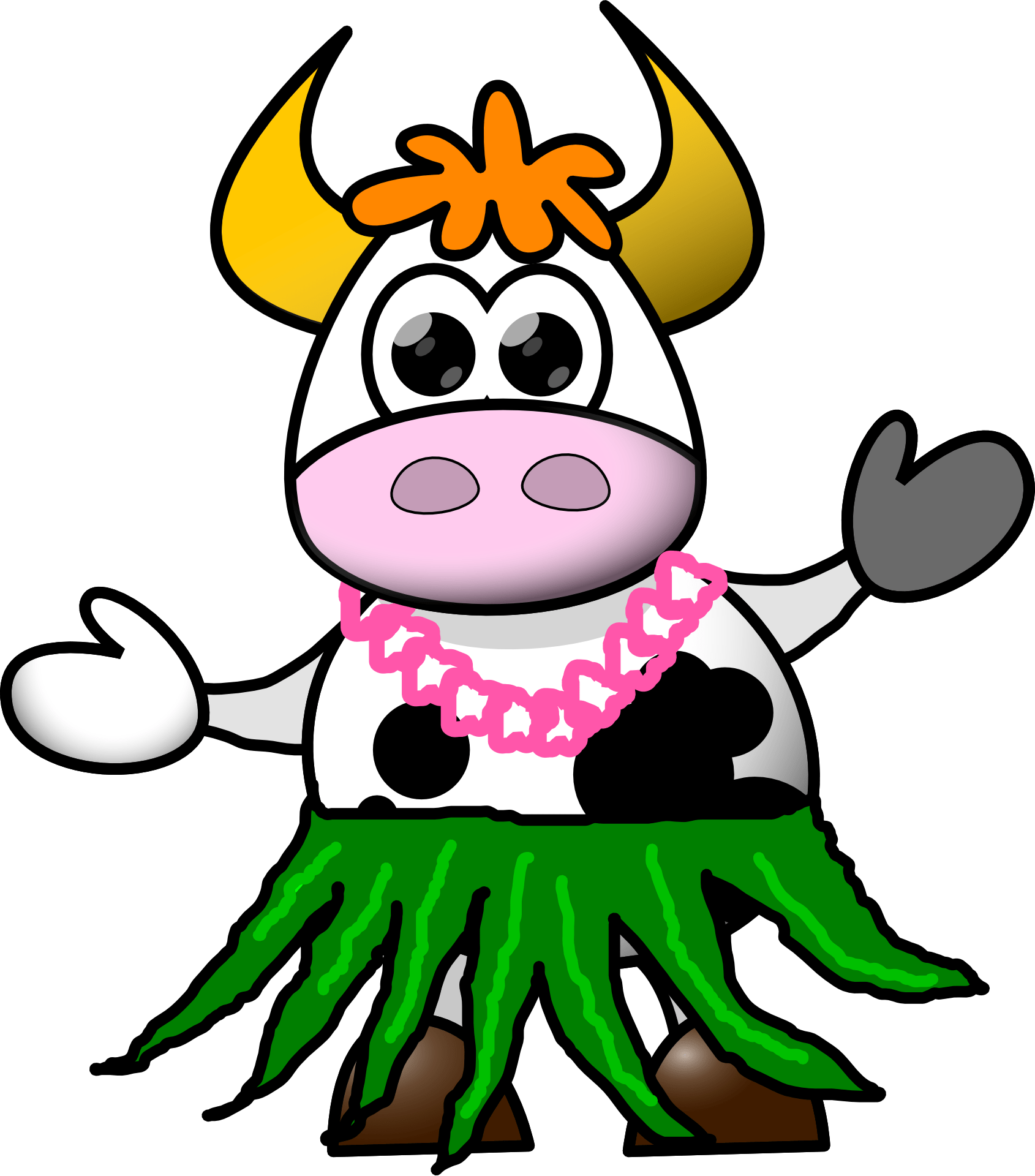 Cow in Hawaiian costume free image download