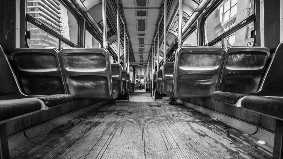 Salon of public transport, black and white free image download