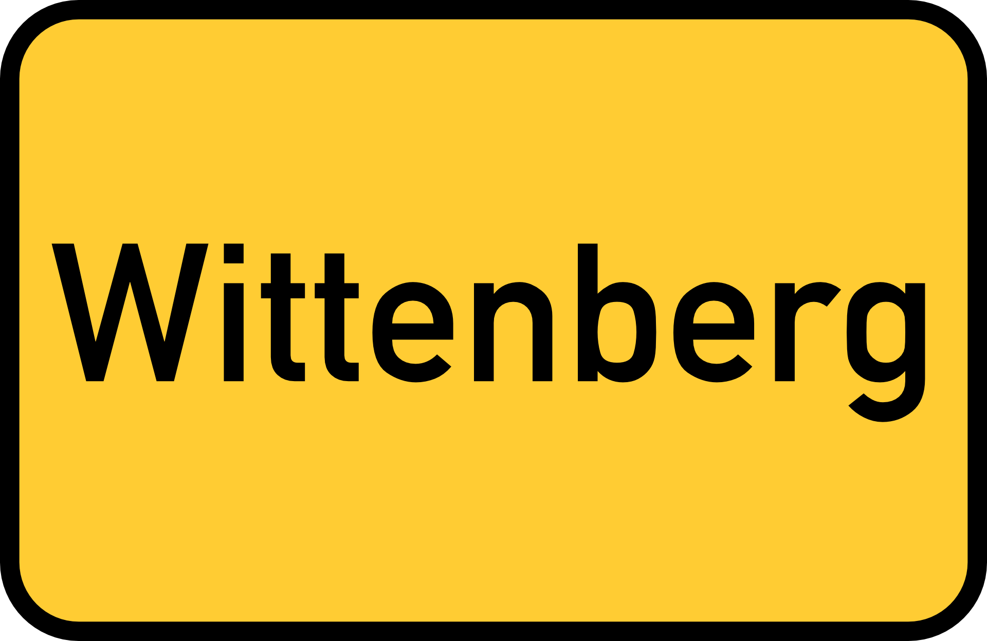 Yellow city signpost Lutherstadt Wittenberg free image download