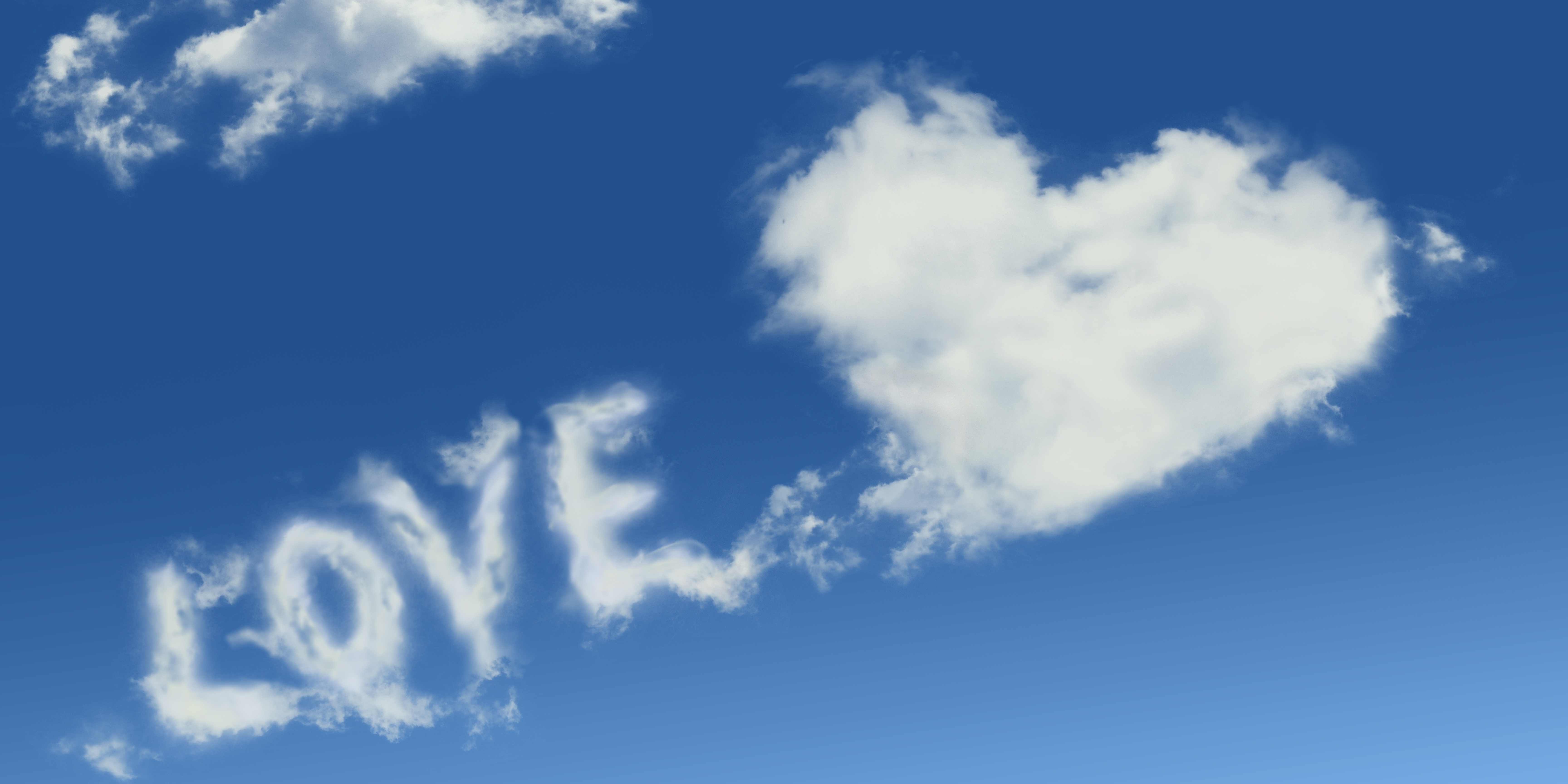 Word love and heart from clouds in the sky free image download