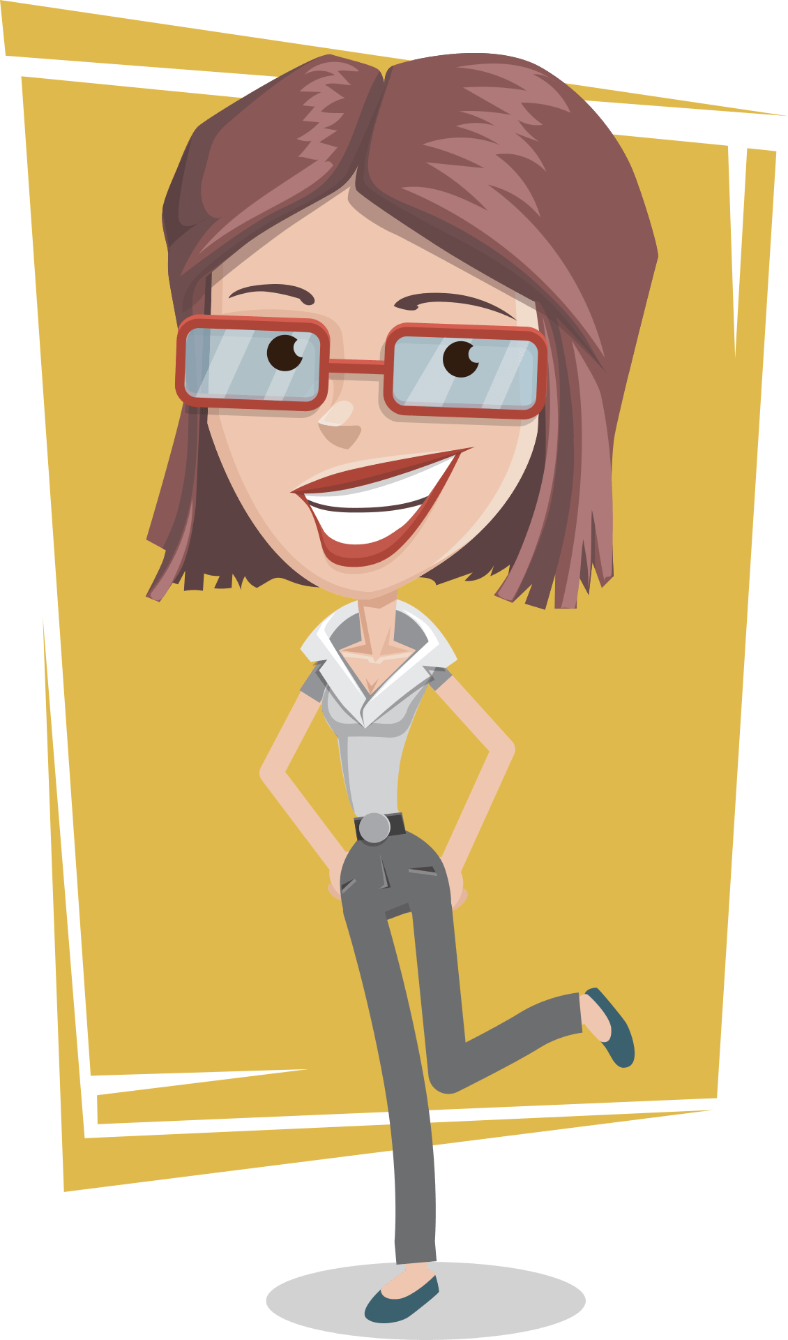 Drawing of a cheerful girl with glasses free image download