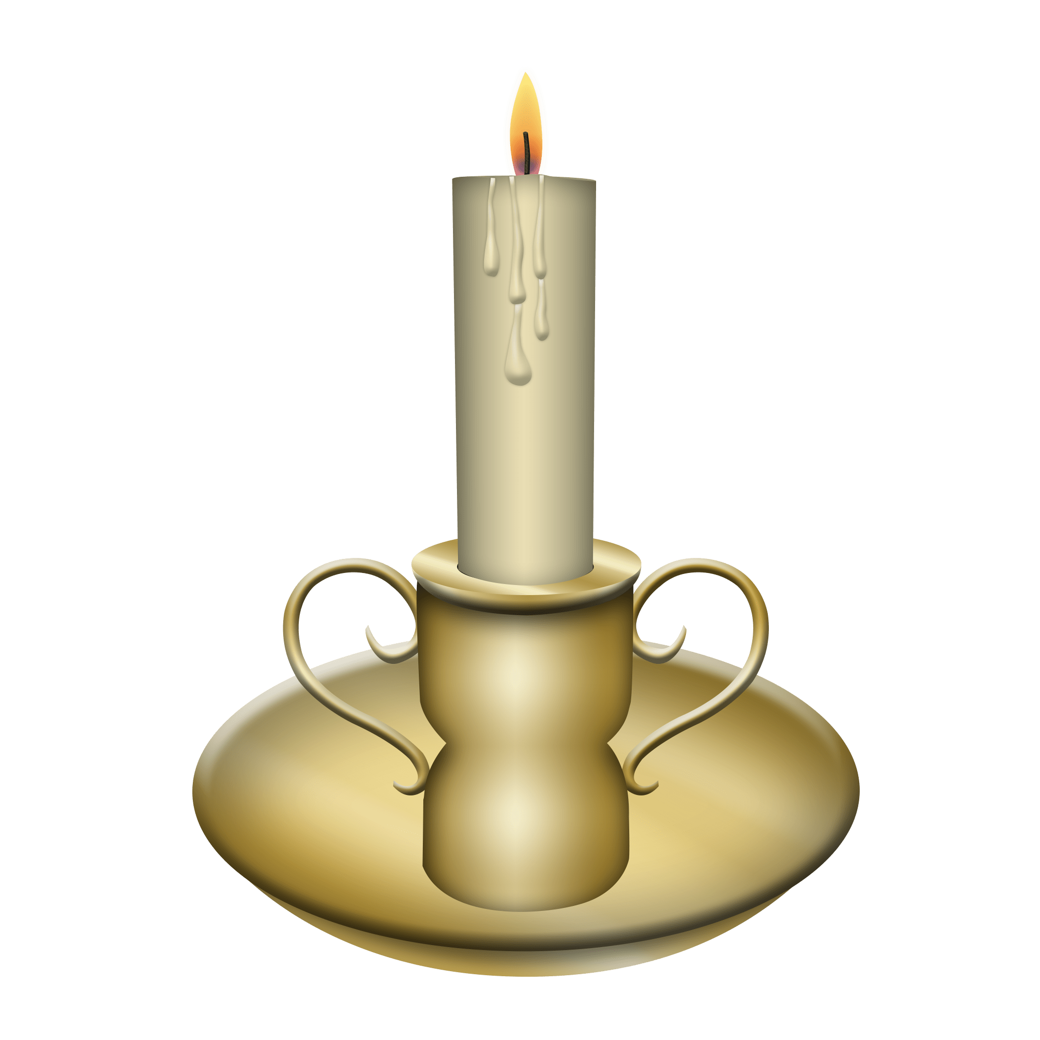 White burning Candle in Holder, illustration free image download