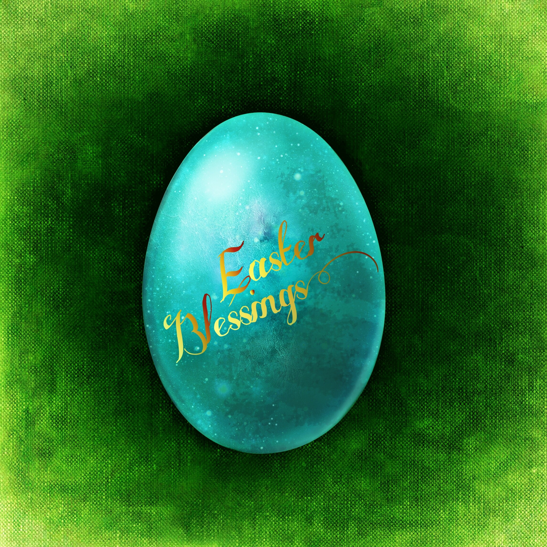 Easter greeting card with blue egg free image download