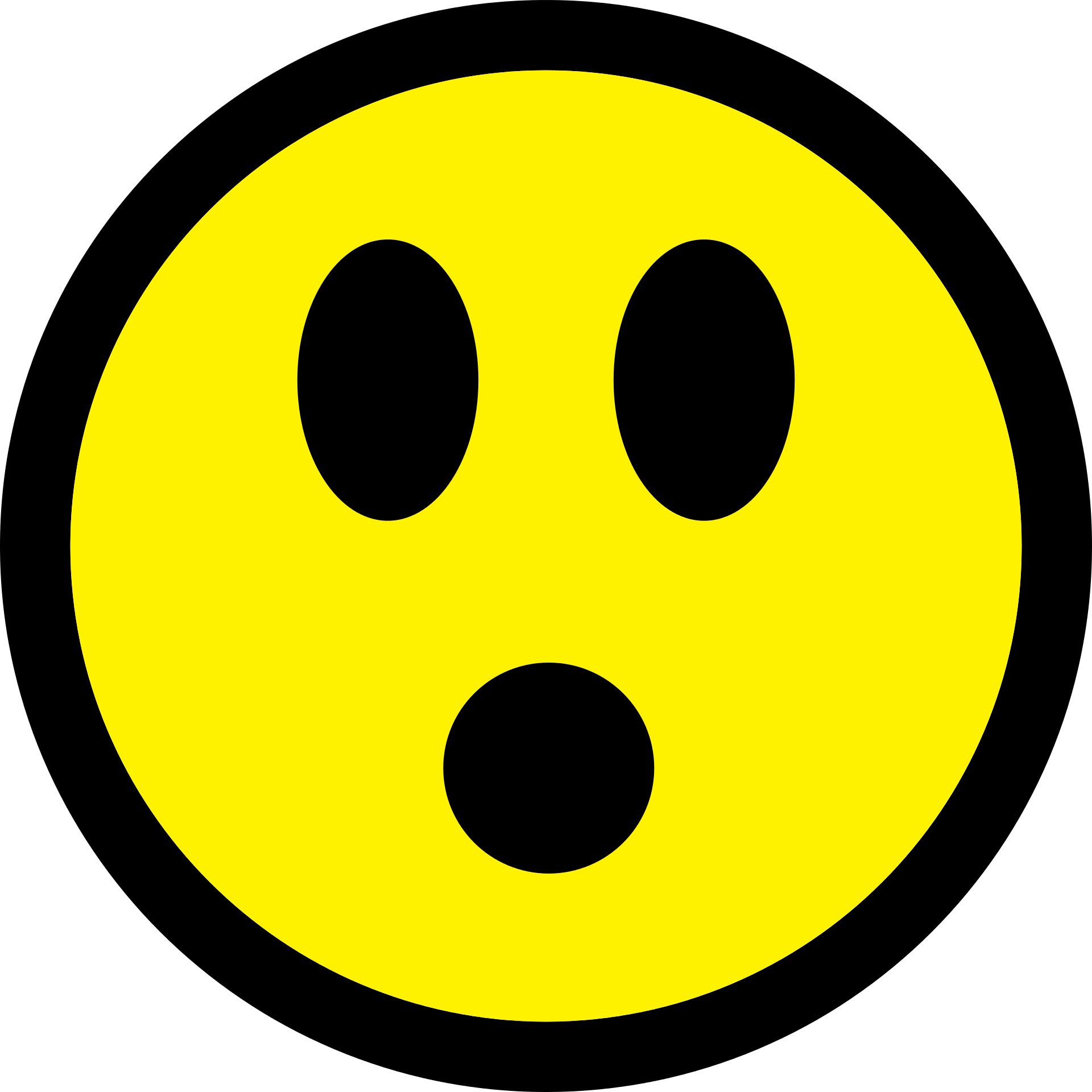 Surprised Smiley, black and yellow Icon free image download