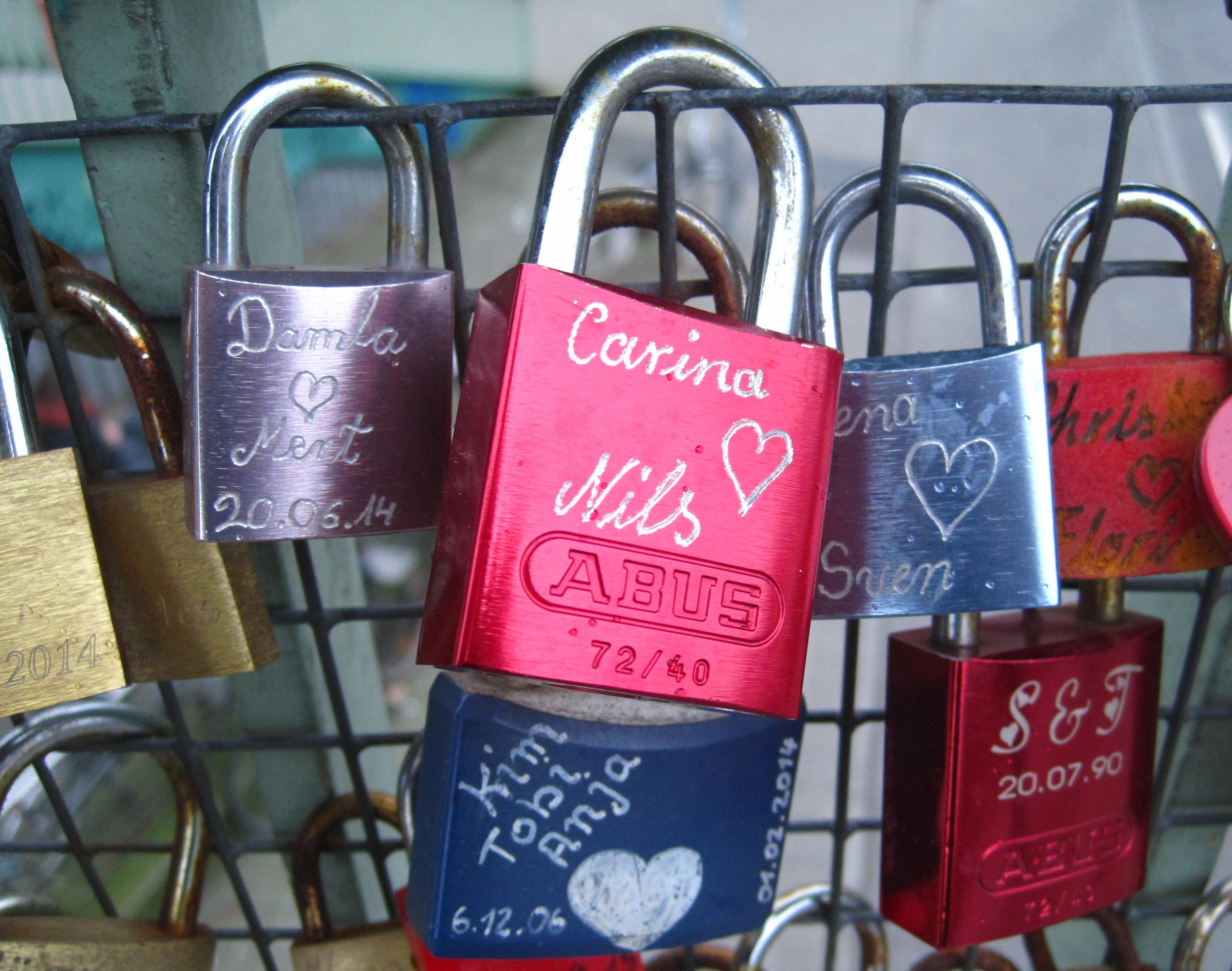 Colorful Love Locks with Engravings free image download