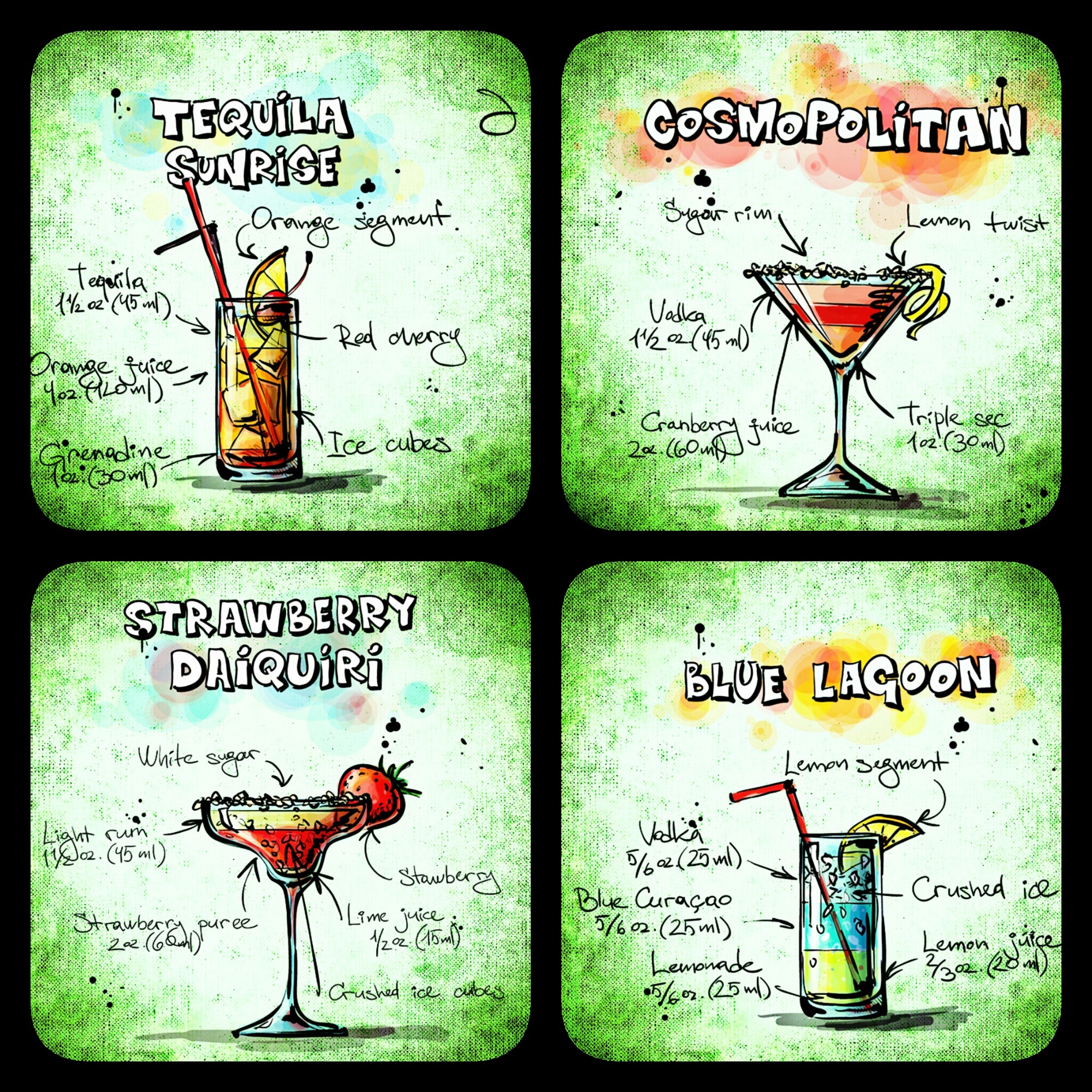 Collage with cocktails free image download