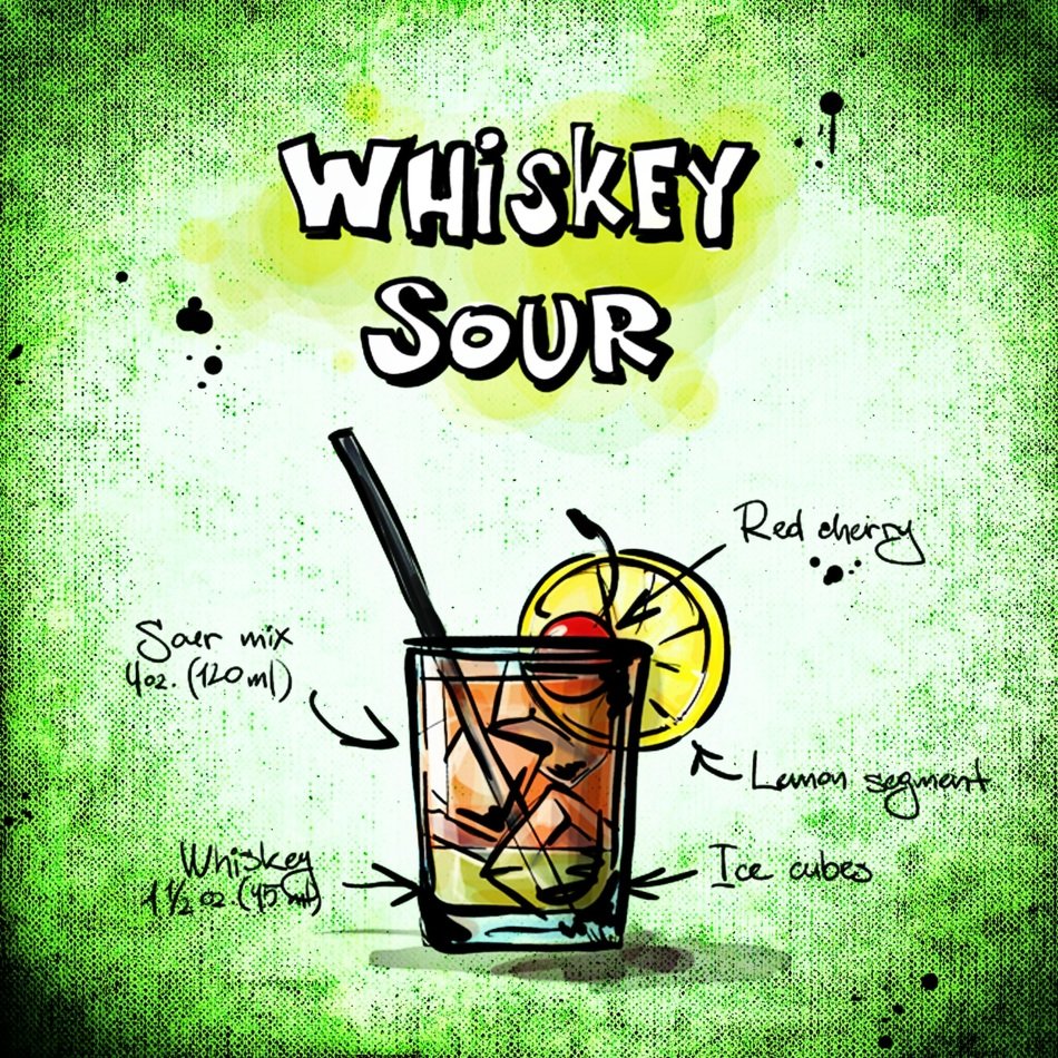 Whiskey Sour Cocktail drawing free image download