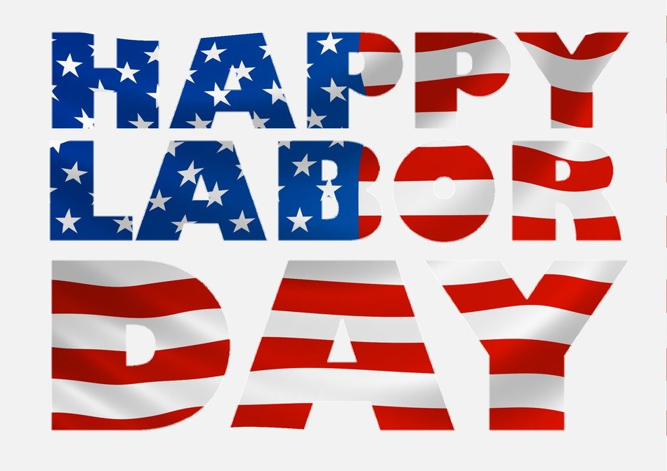 Inscription "happy labor day" in the colors of the american flag free