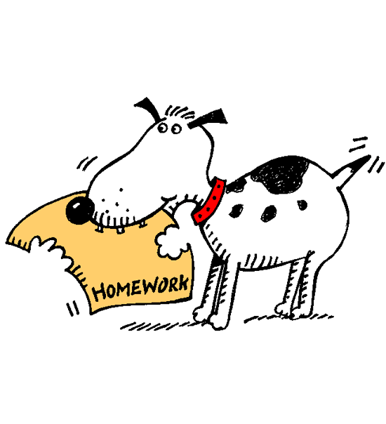 A Dog Eating Homework