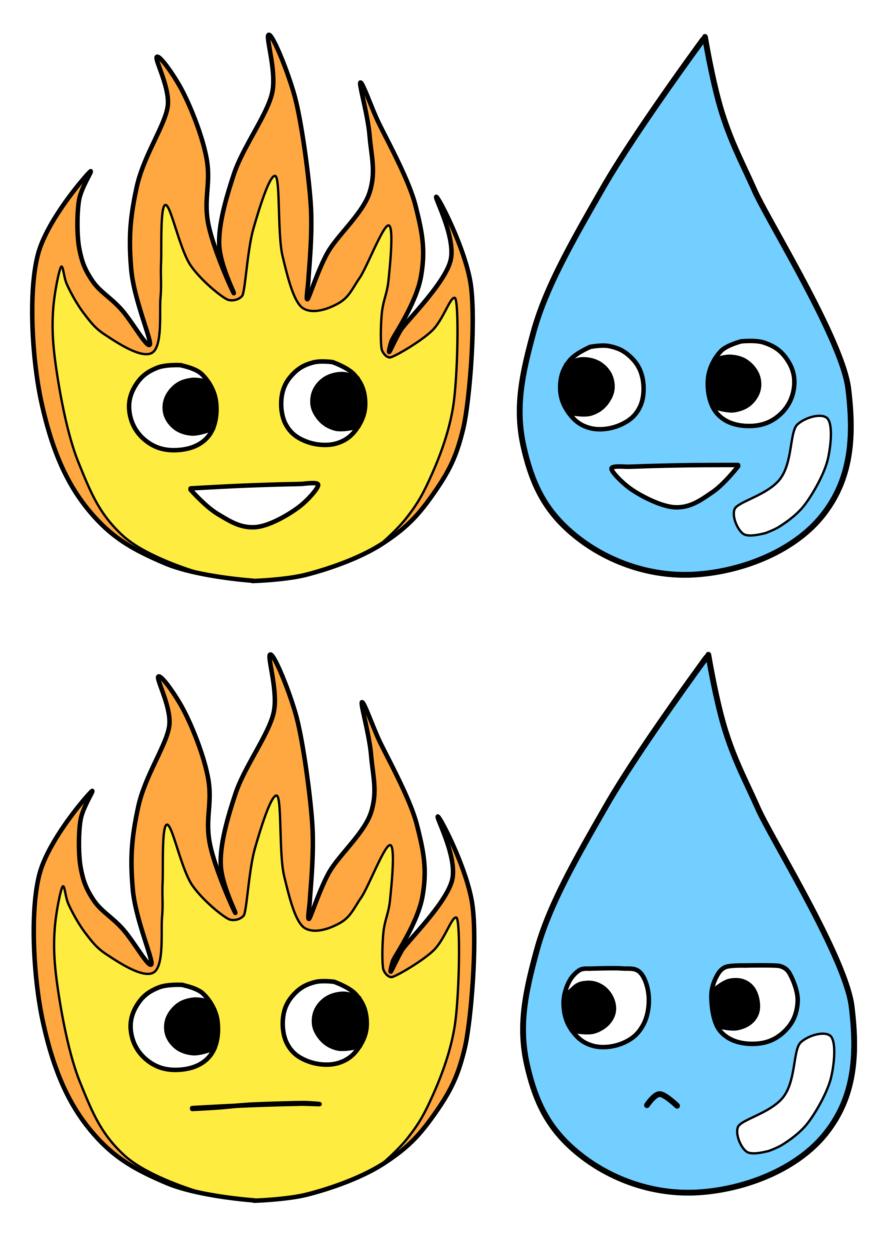 Cartoon water and fire clipart free image download