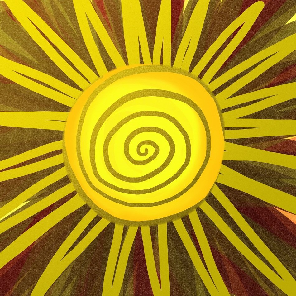 Yellow Sun bright painting free image download