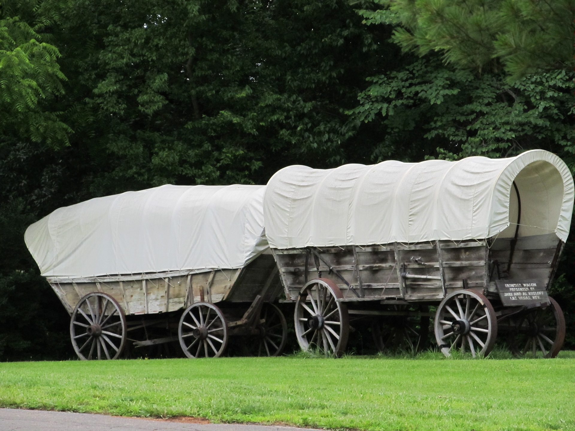White canvas covered wagons in nature free image download