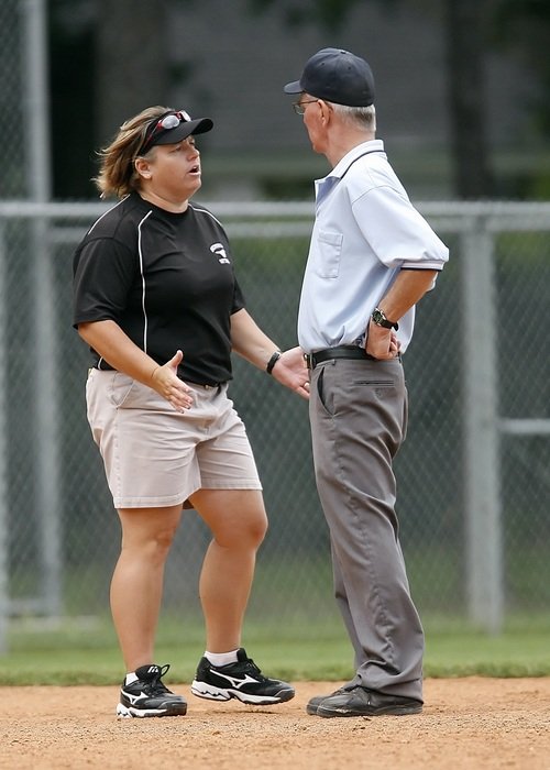 Softball coach and referee free image download