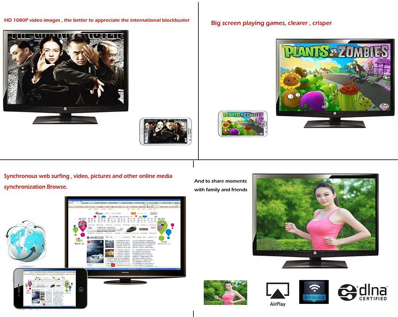 GloryKylin ALLCast Best Media Player for TV, Wireless TV Streamer. Full