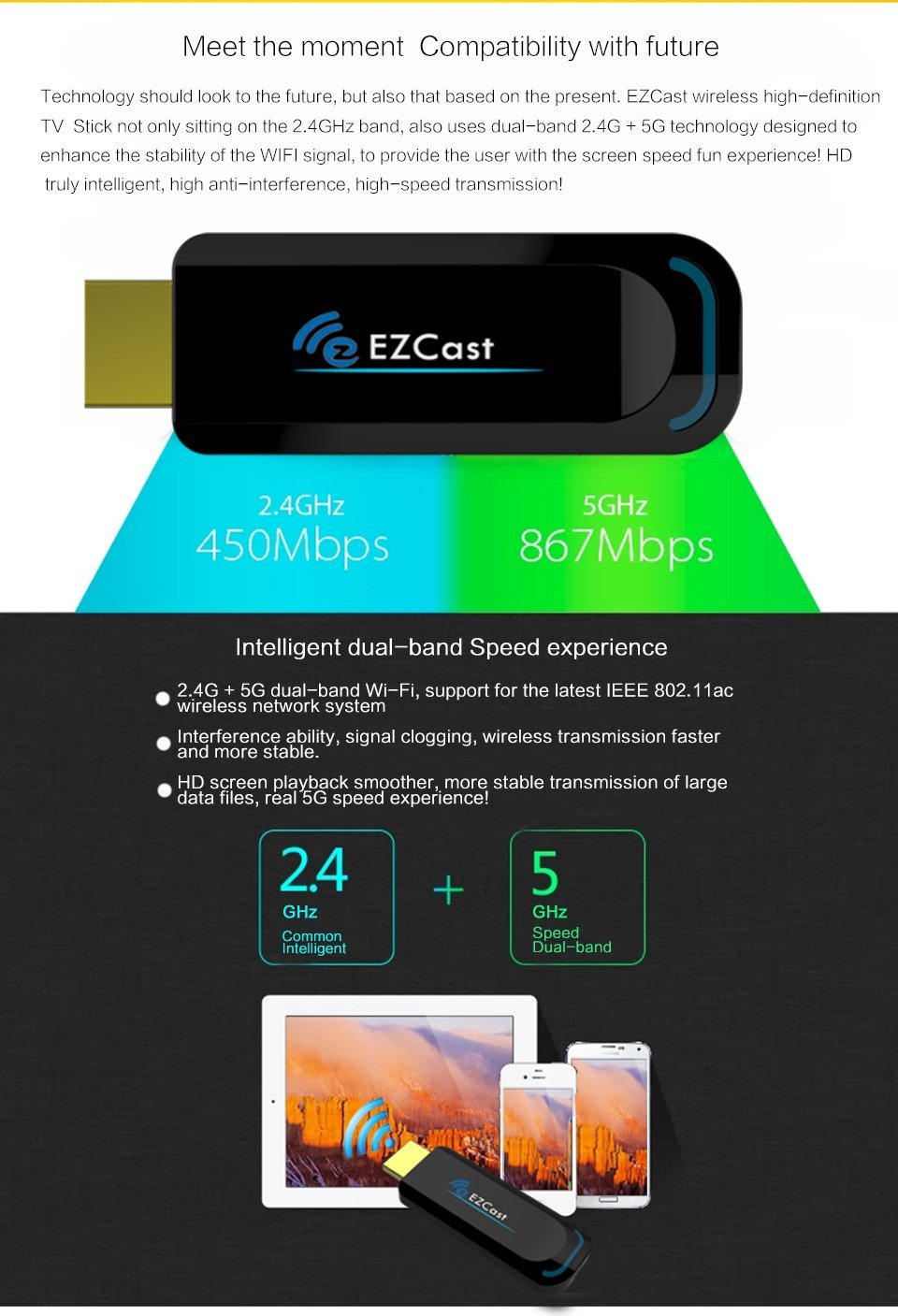 EZCast 5G Powerful WiFi Display Dongle OTA Wireless HDMI Streaming