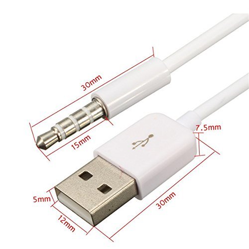 BephaMart 3.5mm AUX Audio Plug Jack to USB 2.0 Male Charge Cable