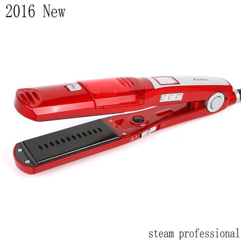 Professional red magic shine ionic steam hair straightener flat iron